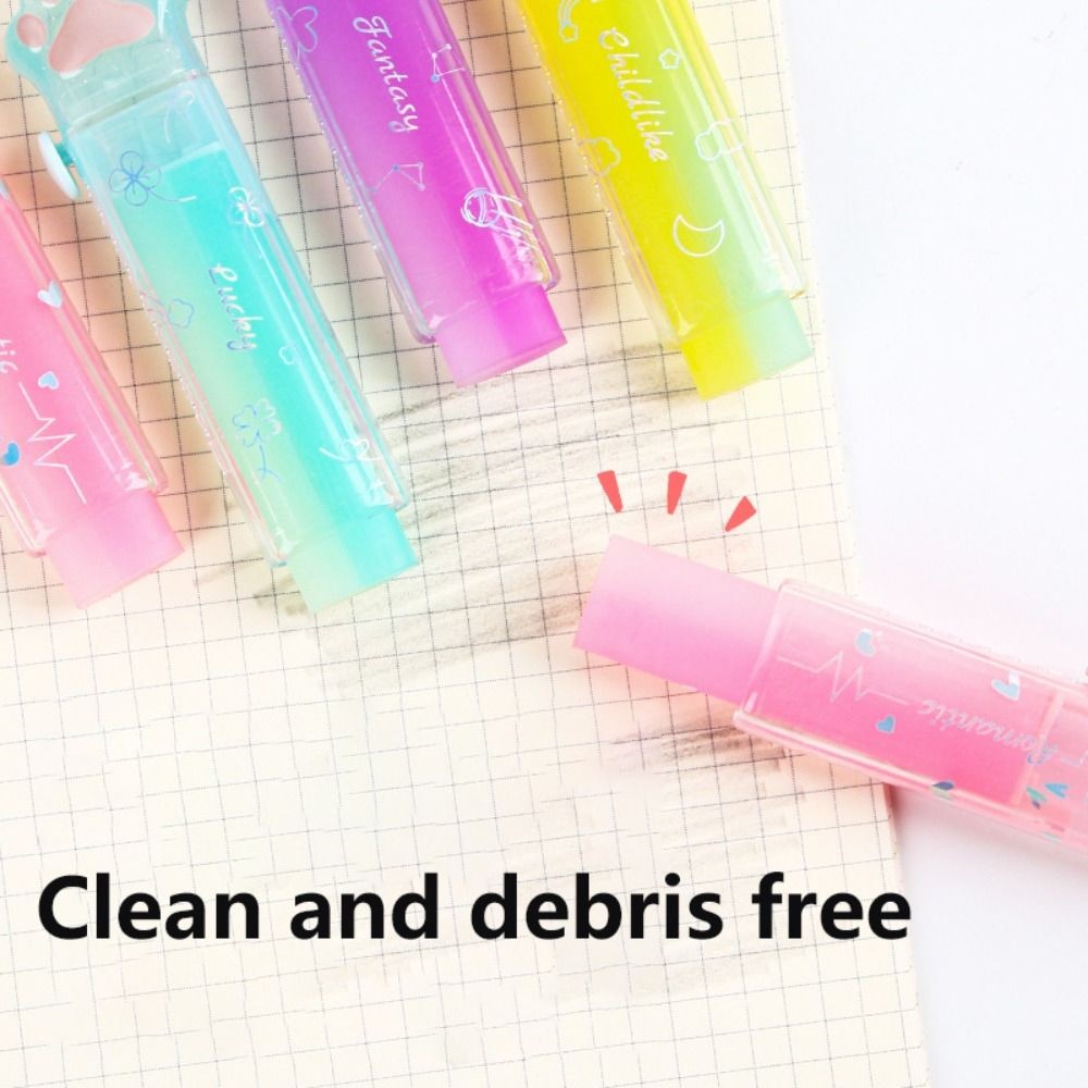 

New Jelly Color Cat Paw Correction Rubber No Residue Portable Pencil Eraser Retractable Cat Paw Eraser Student Use