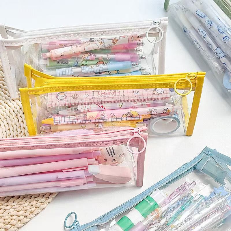 

Tempat Pensil Transparan Aesthetic / Kotak Pensil Cute Pencil Case Stationery Organizer School Supplies