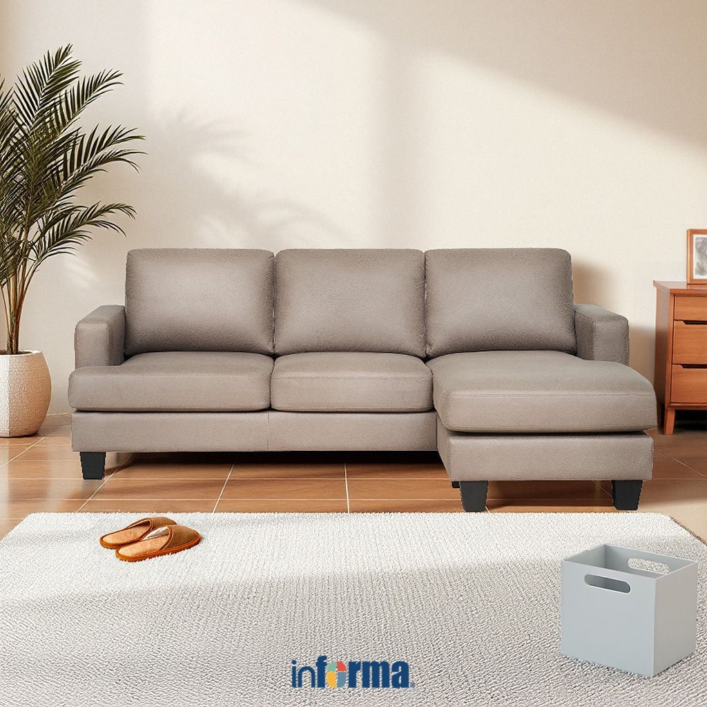 Informa Neo Louise Sofa Sudut Fabric Kanan - Cokelat Tempat Duduk Empuk Sofa Corner Fabric Couch Fur