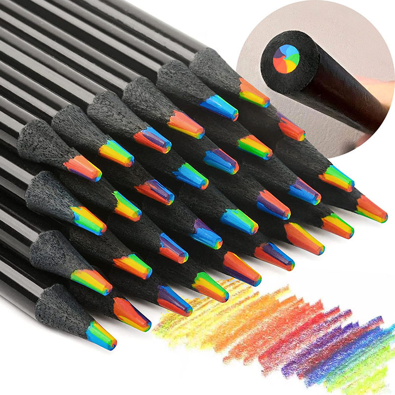 

7 Colors Rainbow Paper Pencil HB Environmentally Friendly for Creative Simplefor Writing and Painting Pencils School Stationery