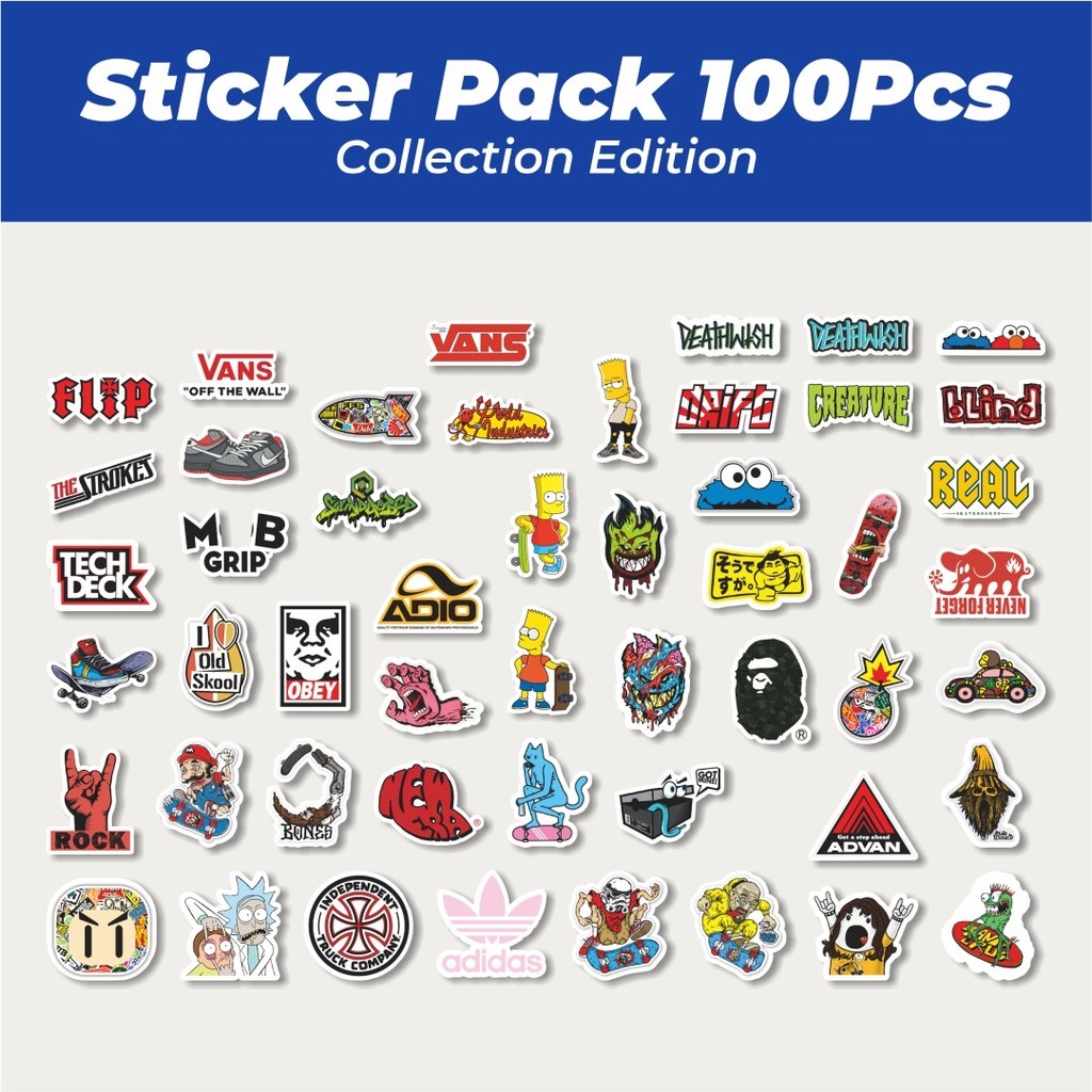 

Hot Stiker Logo Skateboard Versi 2 Lucu Anti Air Stikers Berperekat Waterproof Sticker Decal Buat Motor Helm Buku Journal Koper Casing HP Laptop Botol Minum