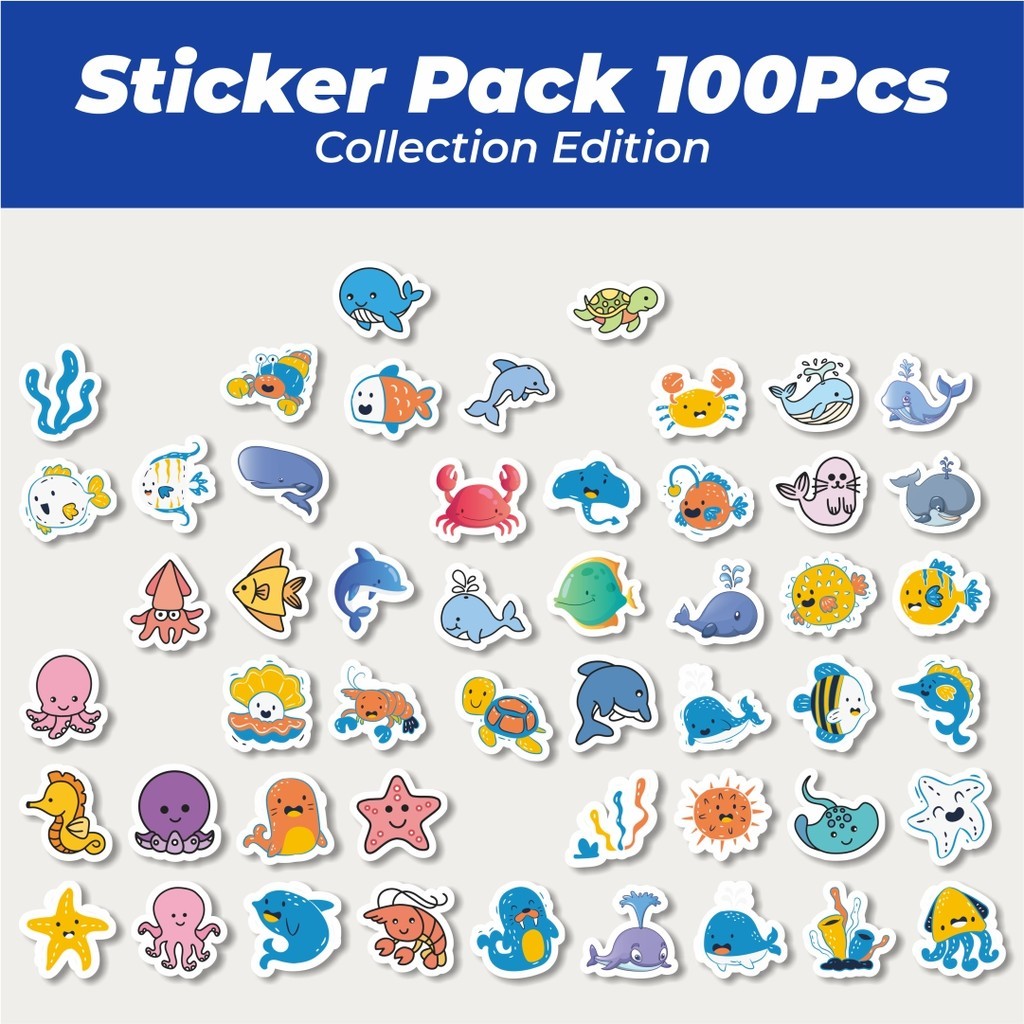 

Hot Stiker Cartoon Marine Animal Baby [Kartun Bayi Hewan Laut] Lucu Anti Air Stikers Berperekat Waterproof Sticker Decal Buat Motor Helm Buku Journal Koper Casing HP Laptop Botol Minum