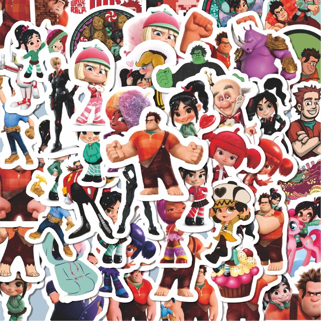 

100PCS Lucu Sticker Kartun Wreck It Ralph Sticker Stiker Aesthetic Stiker Anti Air Stikers Berperekat Waterproof sticker decal buat Motor Helm Buku Journal Koper Casing HP Laptop Botol Minum Hadiah anak