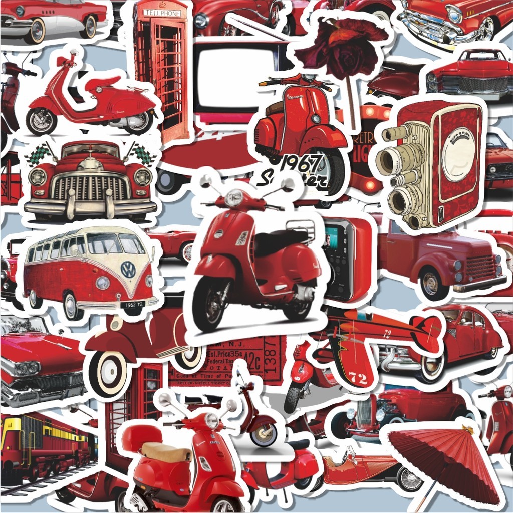

100PCS Lucu Stiker Mobil Motor Vespa Merah Stiker Aesthetic Stiker Anti Air Stikers Berperekat Waterproof sticker decal buat Motor Helm Buku Journal Koper Casing HP Laptop Botol Minum Hadiah anak
