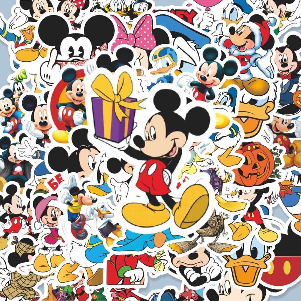 

100PCS Lucu Stiker Kartun Mickey Mouse & Donald Duck Stiker Aesthetic Stiker Anti Air Stikers Berperekat Waterproof sticker decal buat Motor Helm Buku Journal Koper Casing HP Laptop Botol Minum Hadiah anak
