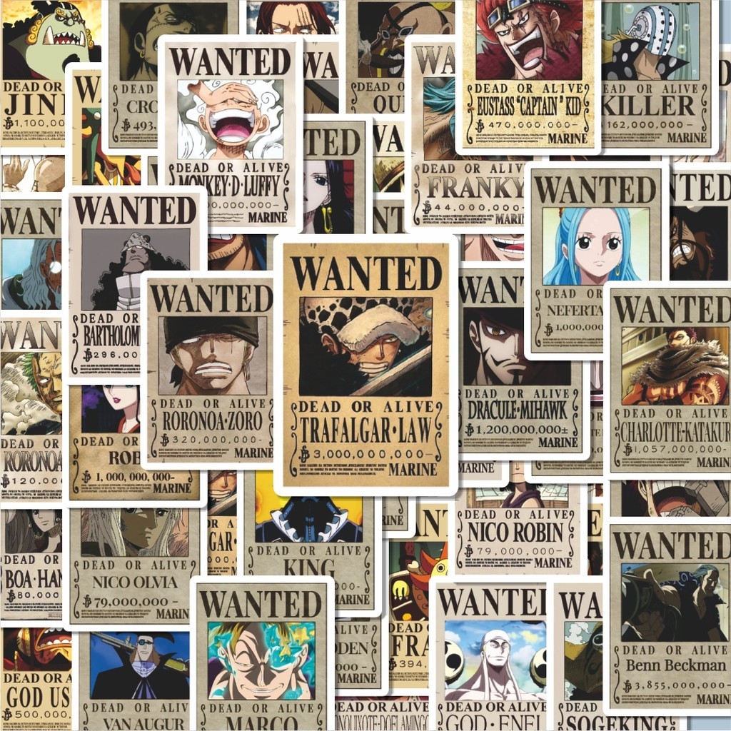 

100PCS Lucu Stiker Anime Wanted One Piece Stiker Aesthetic Stiker Anti Air Stikers Berperekat Waterproof sticker decal buat Motor Helm Buku Journal Koper Casing HP Laptop Botol Minum Hadiah anak