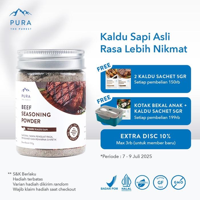 

Pura Kaldu Asli | Bumbu Kaldu Sapi (100gr) - Beef Seasoning Powder - Mpasi - BB Boster - No Msg - No Gula - Serbaguna