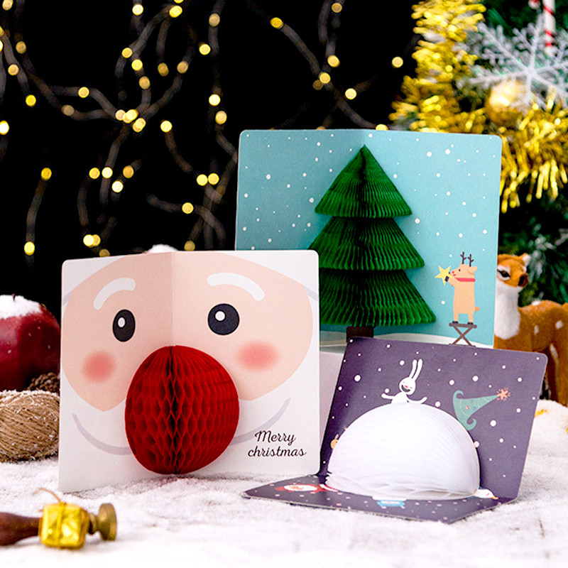 

Card 3D Pop-up Santa Cards Merry Greeting Cards New Year Postcard Xmas Party Invitation Gift Cards