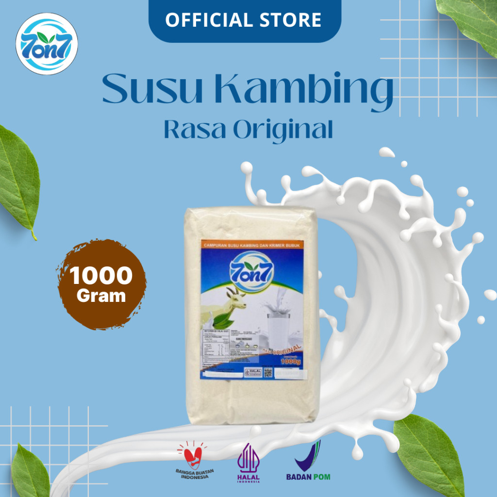 

Susu Kambing Etawa Bubuk 7on7 1000gr Rasa Original Kemasan 1 kg Full Cream Halal BPOM MD 200912009216