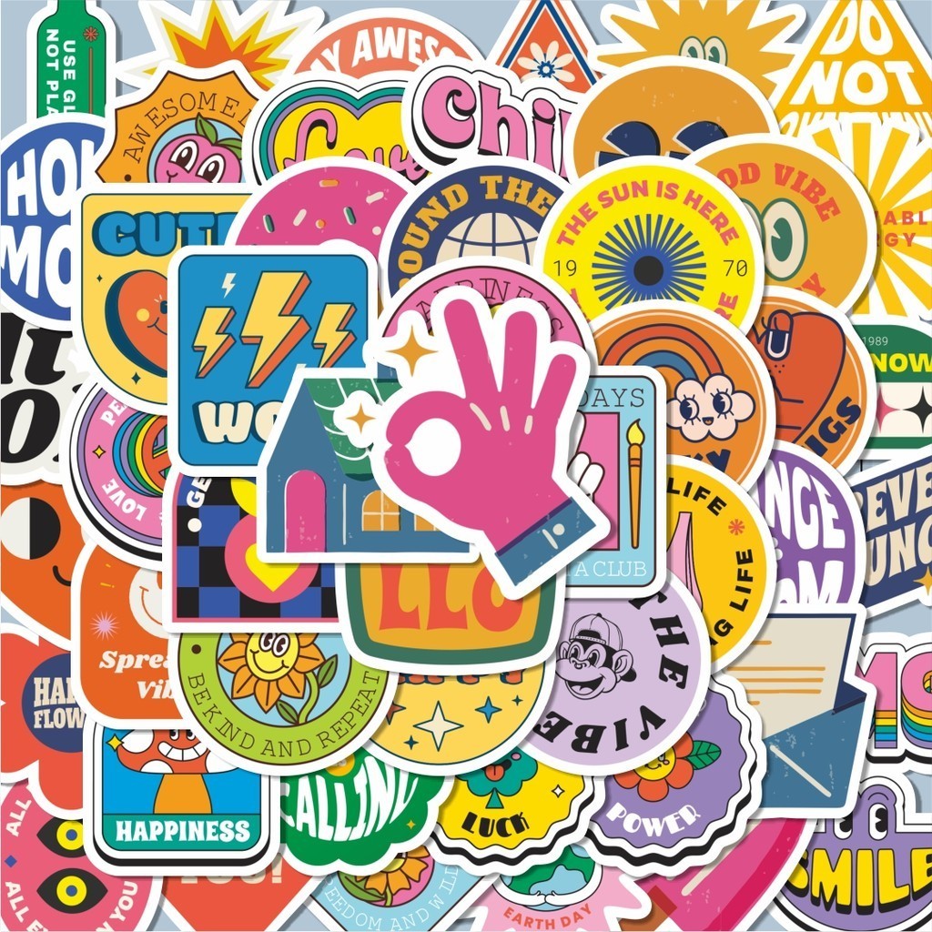 

100PCS Lucu Sticker Graffiti Retro Sticker Stiker Aesthetic Stiker Anti Air Stikers Berperekat Waterproof sticker decal buat Motor Helm Buku Journal Koper Casing HP Laptop Botol Minum Hadiah anak