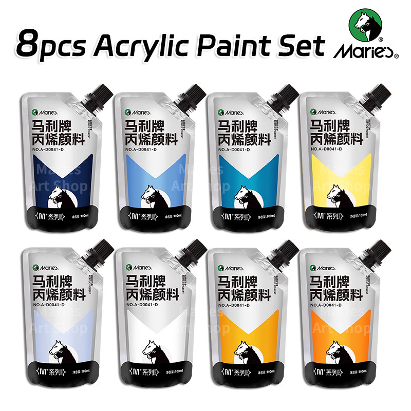 

Marie's 8 Colors Acrylic Paints Set(100ml/3.38oz), #The Starry Colors for Canvas,Wood,Rock,Crafts,Egg,Paper for Artists, Adults