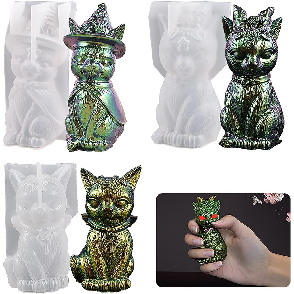 

1pcs Pirate Cat Resin Molds Devil Cat Silicone Epoxy Molds Ornament Resina Casting Molds for DIY Resin Crafts Home Office Deco