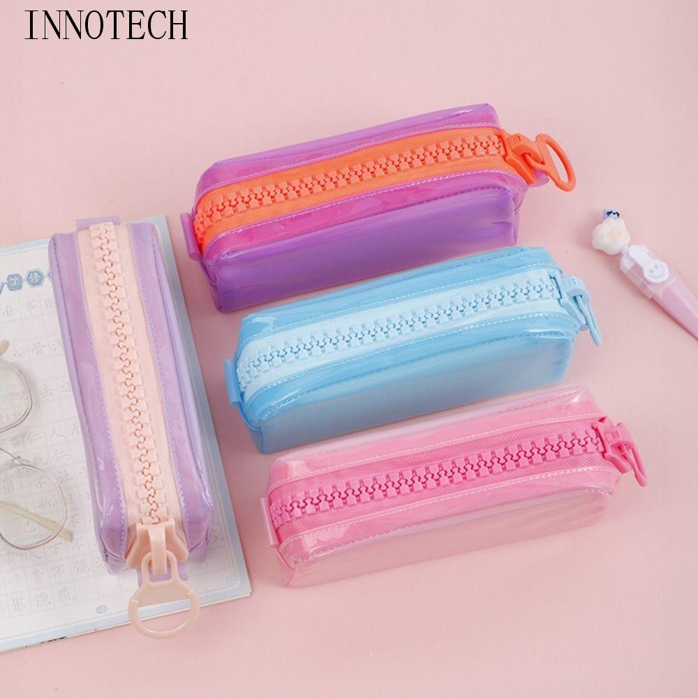 

Large Capacity Zipper Transparent Pencil Case Stationery Box Stationery Holder Large Capacity Pencil Bag Ins Style