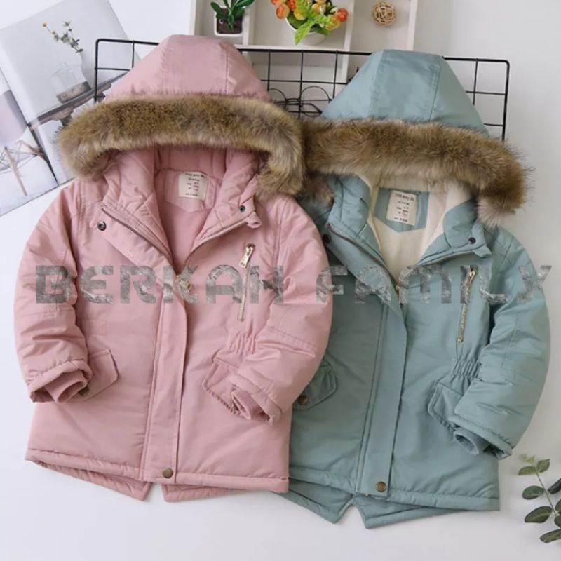 ARUMBINA Jaket Winter Anak Bulu Tebal Perempuan - Jaket Anak Perempuan Umur 2-12 Tahun