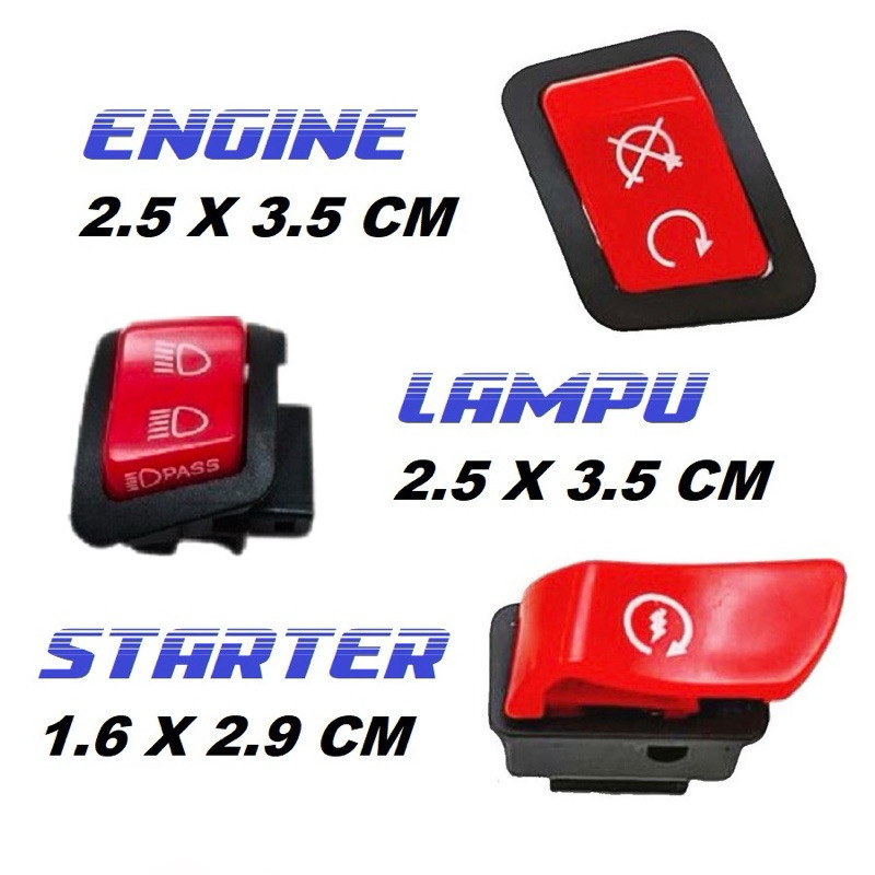 Saklar Tombol Starter Engine Dimmer Warna Merah Vietnam Lampu Beam Switch Dimmer Dim LED Mesin Motor