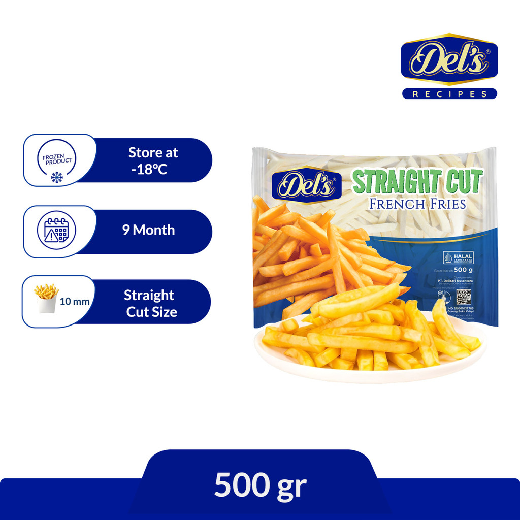 

DELS STRAIGHT CUT FROZEN 24 X 500 gr / Kentang Goreng Straight Cut - 500 gr