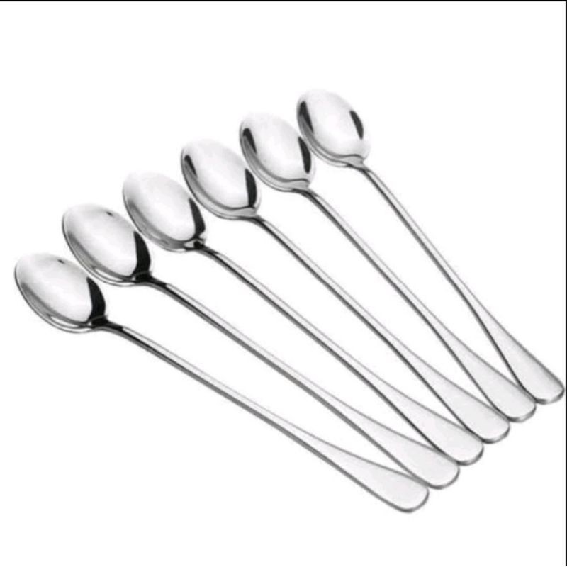 Sendok teh panjang TEBAL kualitas hotel isi 6pcs / sendok es panjang tebal stainless / sendok teh ho