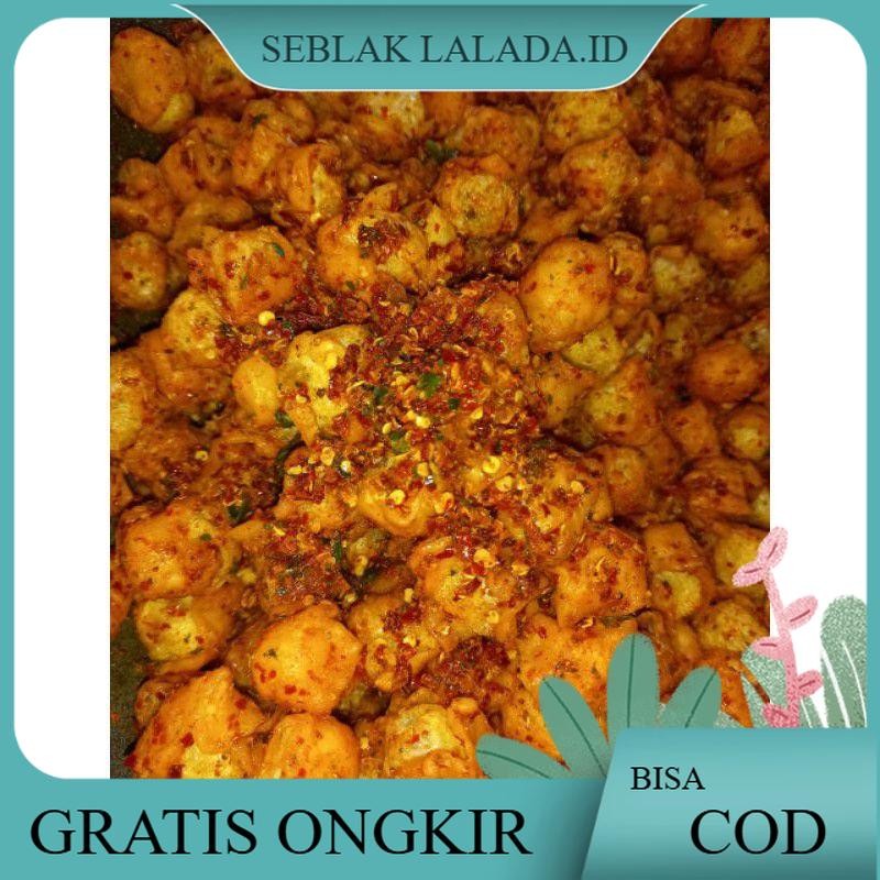 

Siomay mini kering Extra pedas Daun jeruk Netto 1KG /1000 gram Cemilan Instan Food Snacks Goreng