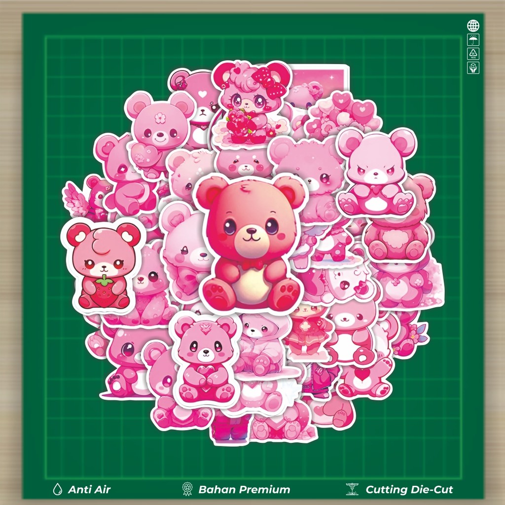 

HOT 50 PCS STIKER Stiker Cute 3D Pink Bear [Beruang Pink Lucu] Stiker Fashion Cars Decal Dingin Kartu Album Custom Vinyl Anti Air- Sticker Aesthetic Buku Journal Koper Casing HP Tablet Laptop Helm Motor Botol Minum
