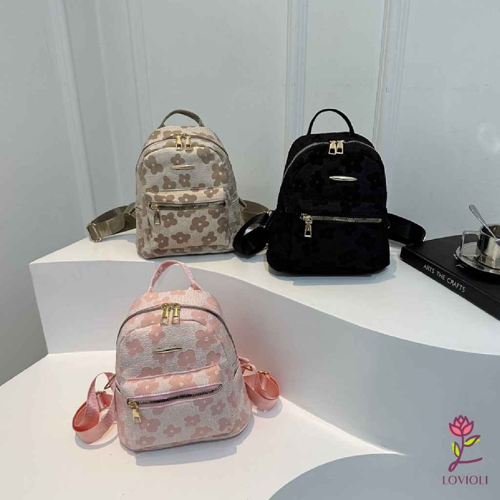 CG56TG Lovioli Flora Bag Tas Ransel Mini Wanita Motif Flower Cute Casual Backpack Perempuan Trendy