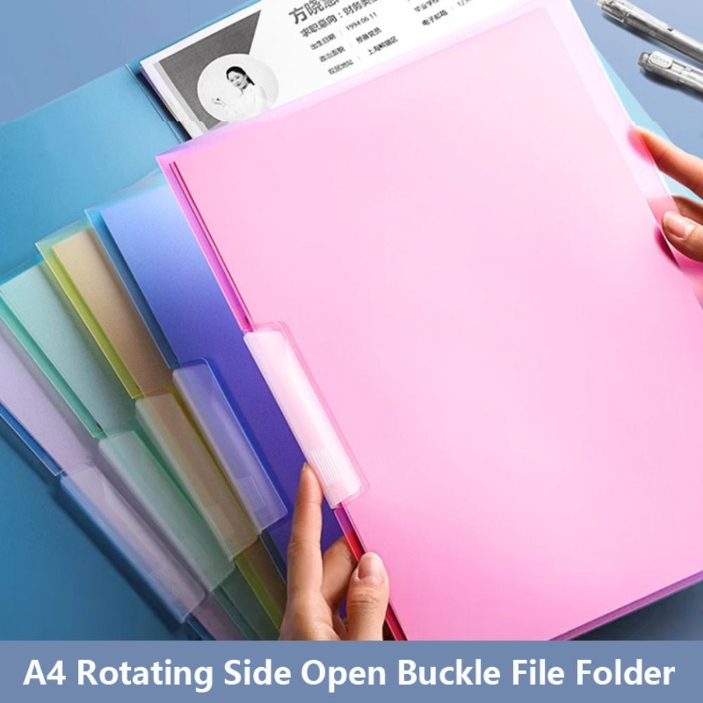 

New PP A4 Clipboard Loose Leaf Rotating Side Open Buckle Loose Leaf File Binder File Folder School Offce