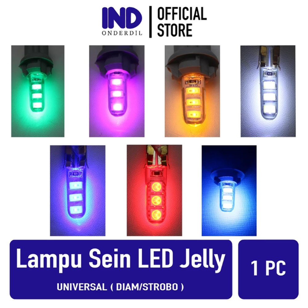 1 PC Lampu Variasi LED Jelly 6 Titik LED T10-T 10 Diam-Strobo-Kedap-Kedip Sein-Sen-Ritting-Riting-Sp