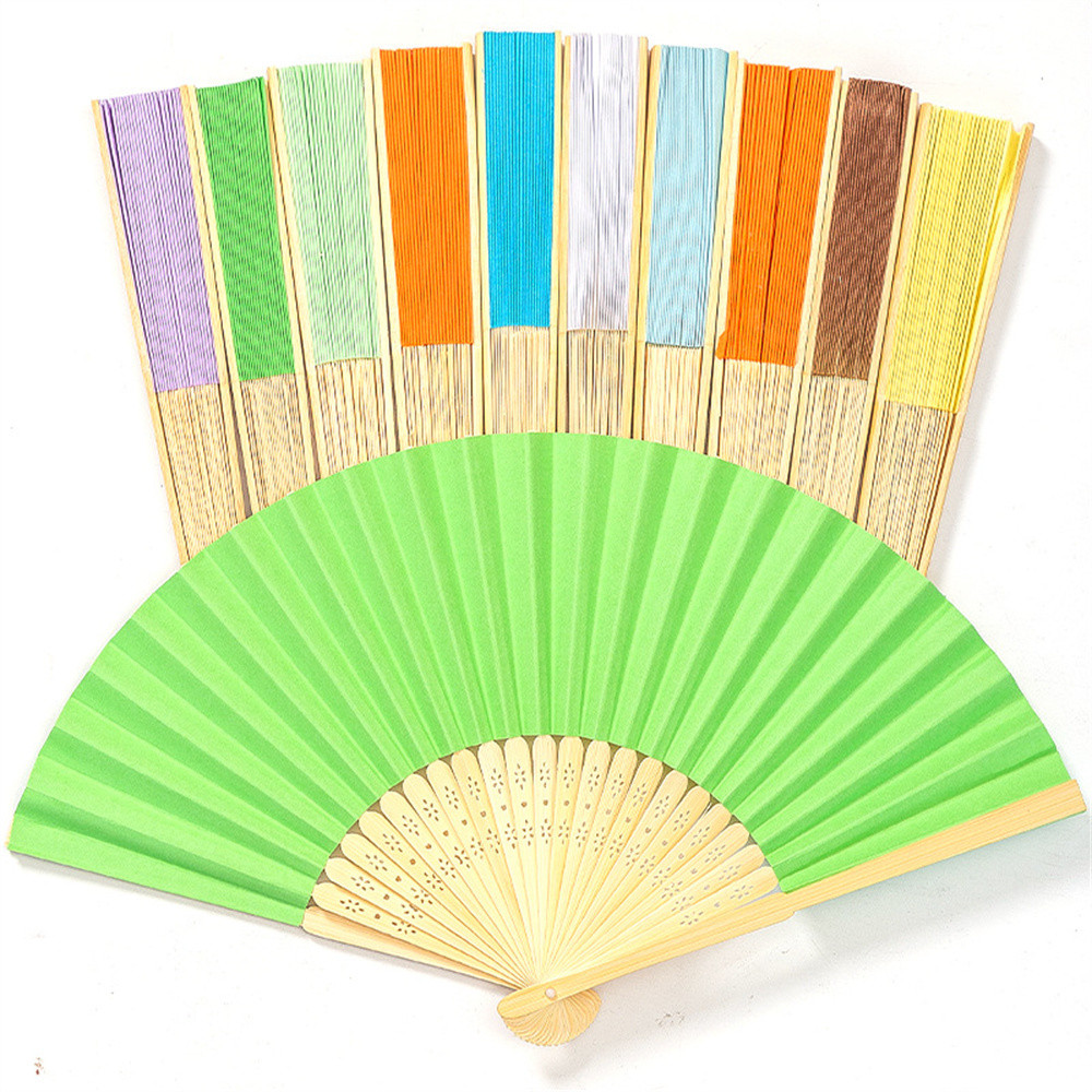 

7-inch Hand Held Fan Blank White DIY Paper Bamboo Folding Fan Practice Calligraphy Painting Fan for Wedding Party Decor Gifts