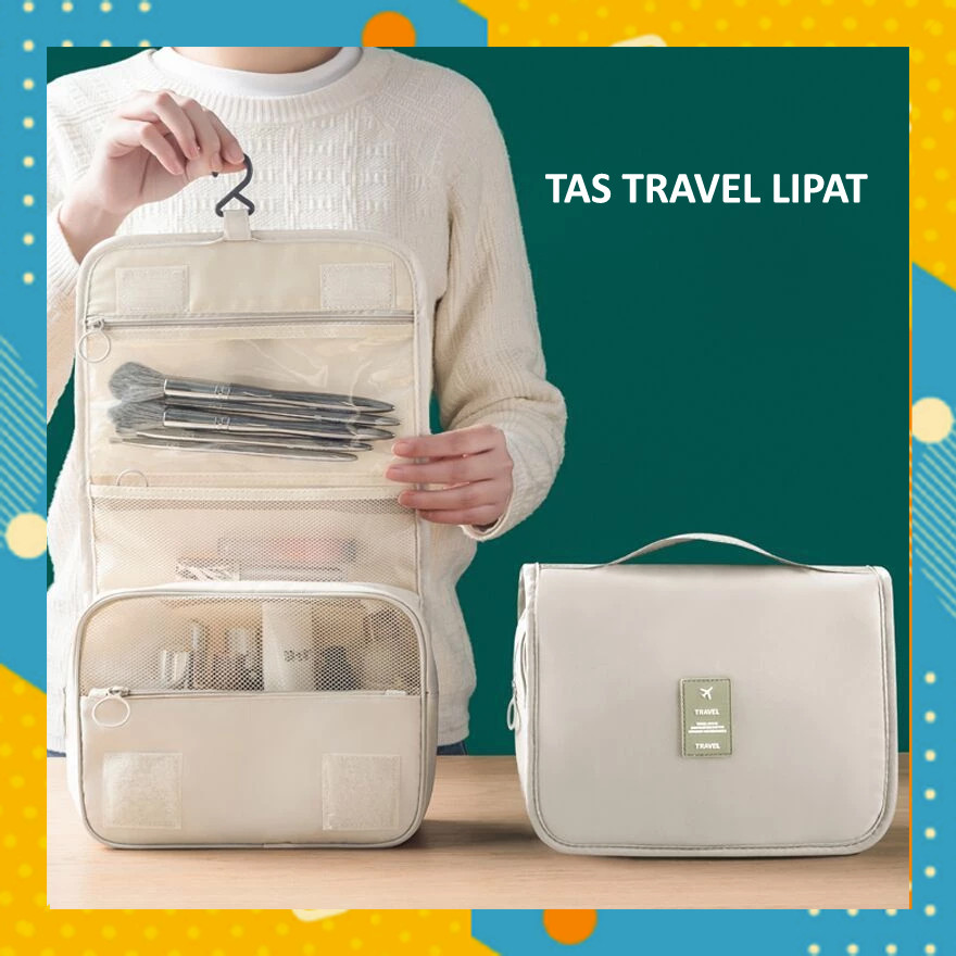 

Tas Travel LIPAT Traveling Tempat Kosmetik Make Up Organizer Anti Air Portable Warna Cantik Lucu Bag TS1451D1