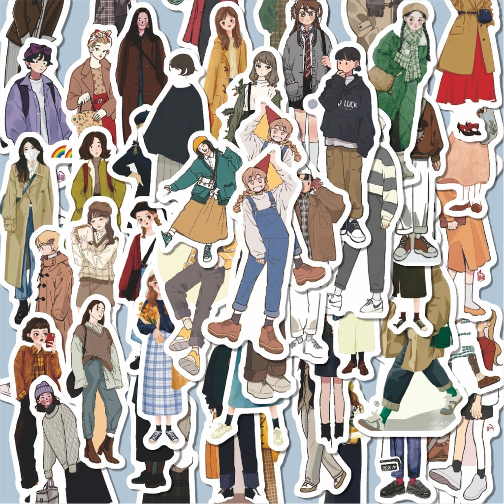 

100PCS Lucu Stiker Modern Girls Series A [Gadis Modern] Stiker Aesthetic Stiker Anti Air Stikers Berperekat Waterproof sticker decal buat Motor Helm Buku Journal Koper Casing HP Laptop Botol Minum Hadiah anak