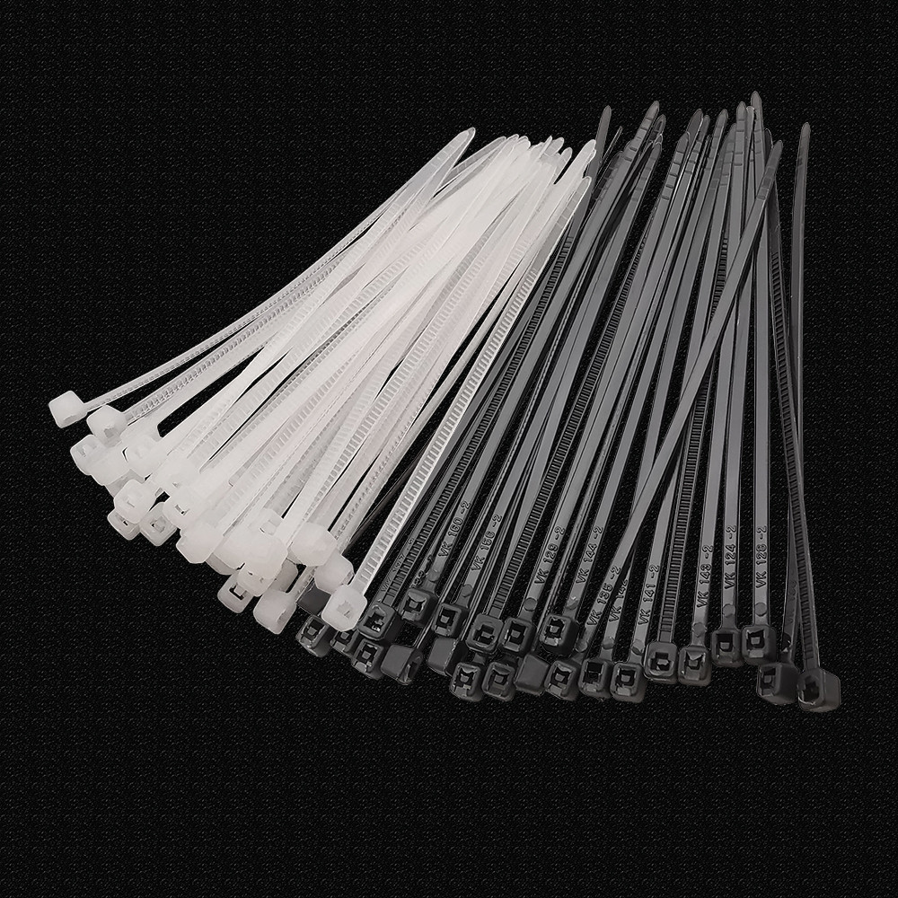 

100Pcs/lot Self-Locking Plastic Nylon Cable Ties Black White Cable Zip Tie Binding Straps Fastening Ring Width 1.8mm 2.5mm 3.5mm