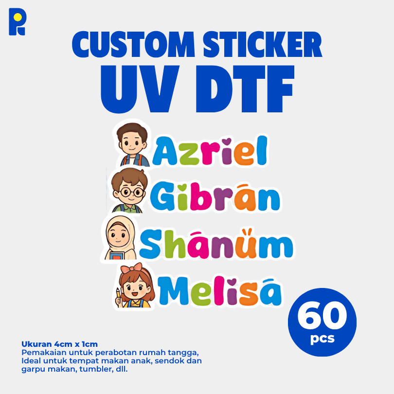 

Pikapik Sticker Label 60pcs Free Custom Nama UV DTF High Quality Tahan Air