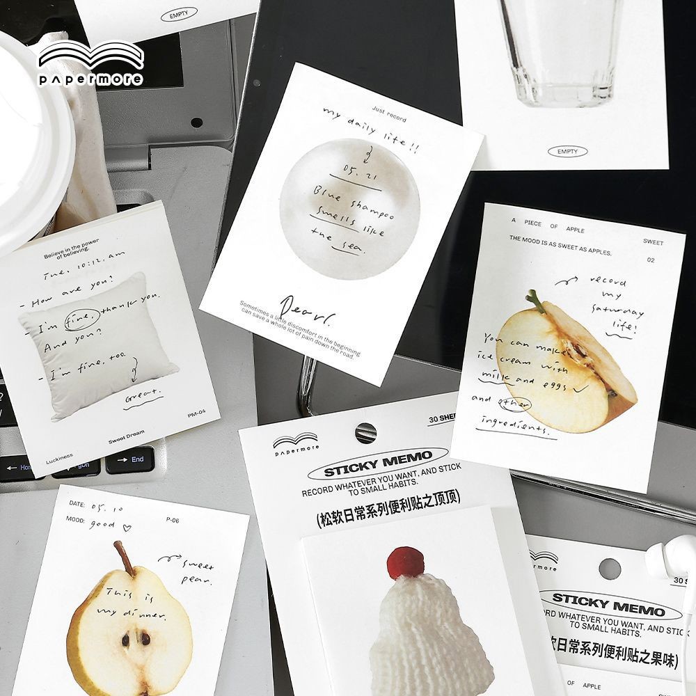 

30 Pcs/pack Fruit Shaped Sticky Notes Apple Pear Sticky Note Pad Summer Fruit Self Stick Note Pads Memo Pads fo Reminder Study