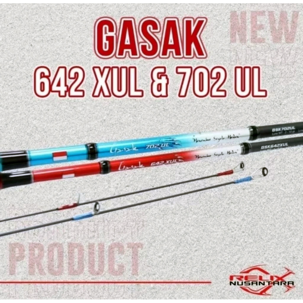 Joran Pancing Relix Nusantara GASAK 642 / 702 (1-3lb / 2-6lb) Carbon Murah