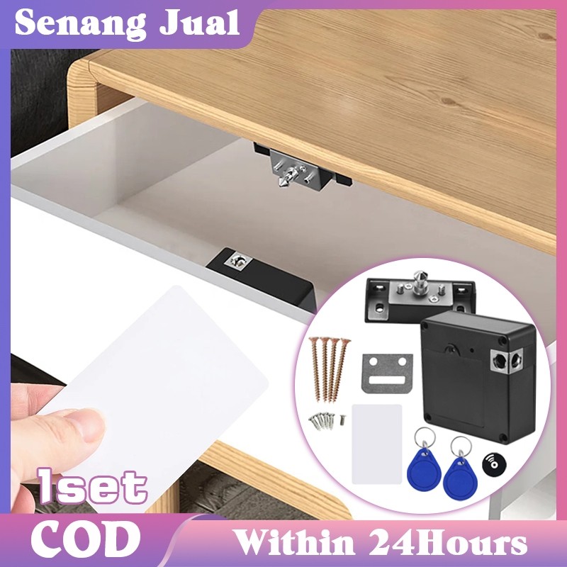 1Set Kunci Lemari Sensor Rfid Smart Drawer Lock Kunci Slot Lemari Safety Lock Lemari