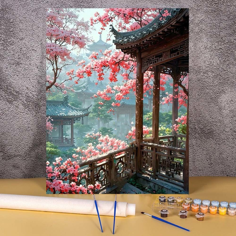 

Oil Paint By Numbers Kit Flowers Building Scenery DIY Acrylic Painting On Canvas Without Frame Painting For Adults Kids Beginner