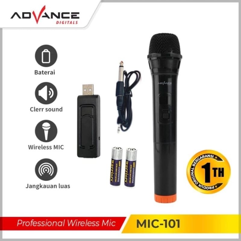 Mic wireless Mic bluetooth Microphone tanpa kabel Advance MIC-101