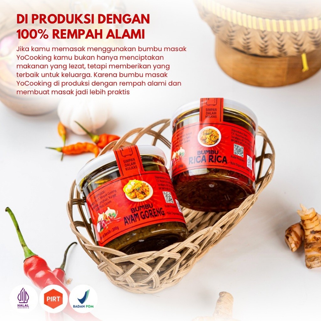 

Bumbu Masak Instan Praktis Khas Nusantara Serbaguna Rendang rica-rica oseng mercon Yocooking