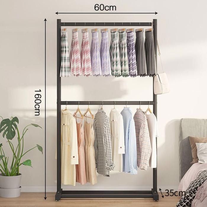 [Barang Baru] PROMO SHENAR - Rak Gantungan Baju Besi  Stand hanger double Gawang Baju Jemuran Pakaia