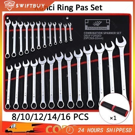 Kunci Ring Pas Set 8-16 Pcs 6-32mm Kunci Pas/Kunci Ring Pas Set Tool Kunci Ring