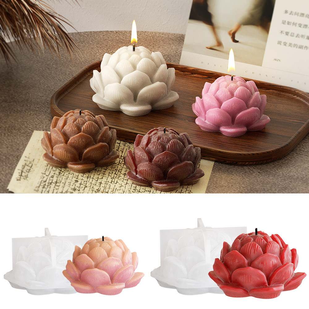 

3D Large Lotus Silicone Candle Mold DIY Handmade Creative Flower Aromatherapy Plaster Resin Soap Making Supplies Kit Home Gifts
