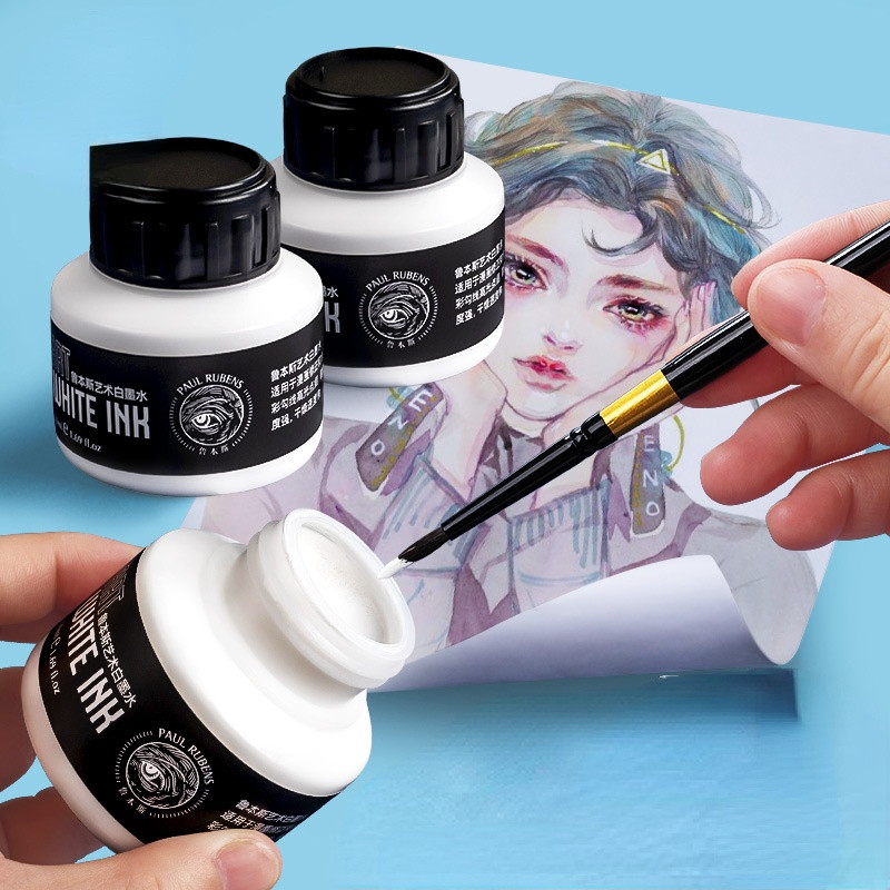 

50ml Watercolor White Ink Has Strong Coverage And No Odor Pigment Painting Design Special Quick-drying High-gloss Ink