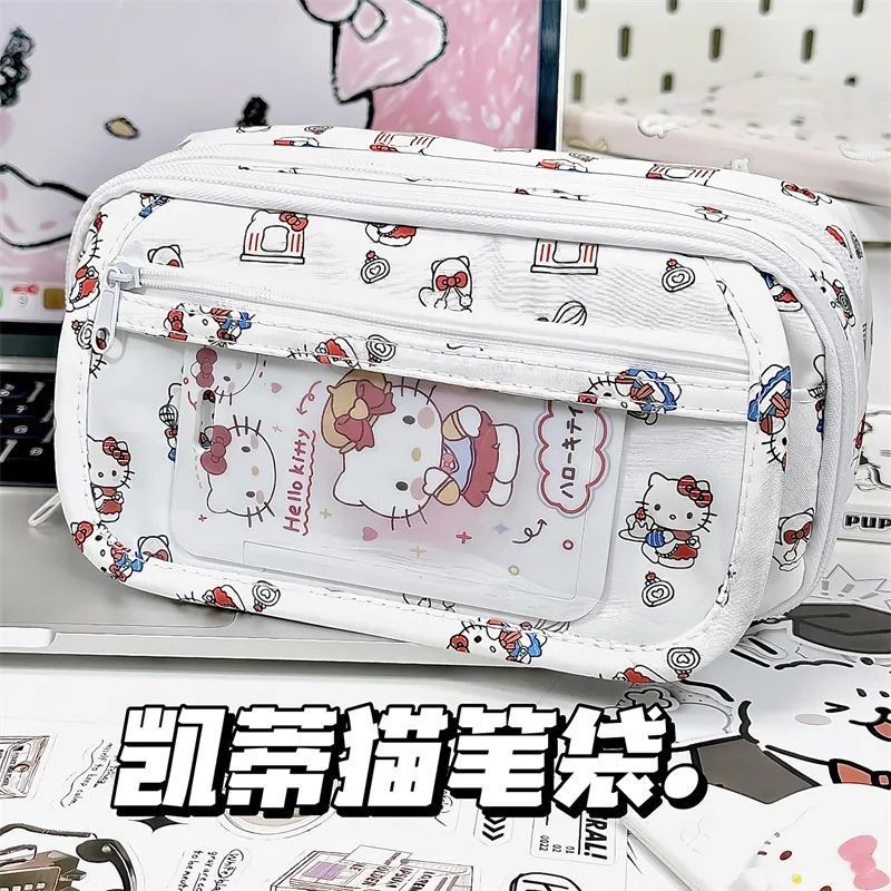 

Sanrio Hello Kitty Pencil Case Pachacco Large Capacity Multi-layer Storage Bag Student Pencil Bag Stationery Box School Supplies