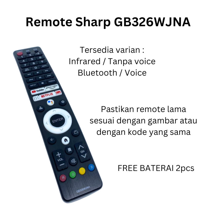 Remote Sharp GB326WJNA Android TV Infrared/Bluetooth