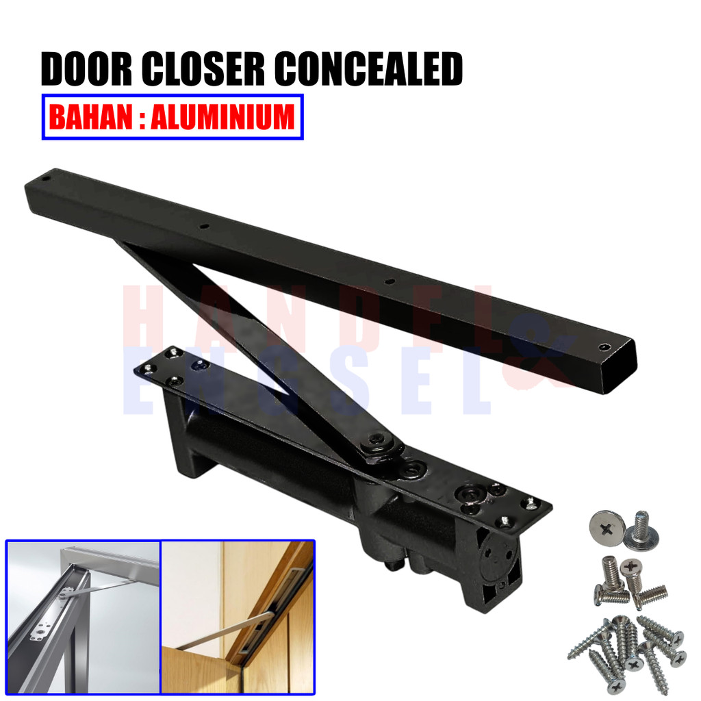 Concealed Door Closer Hitam Pintu Tersembunyi Aluminium Penutup Pintu Tanam Otomatis