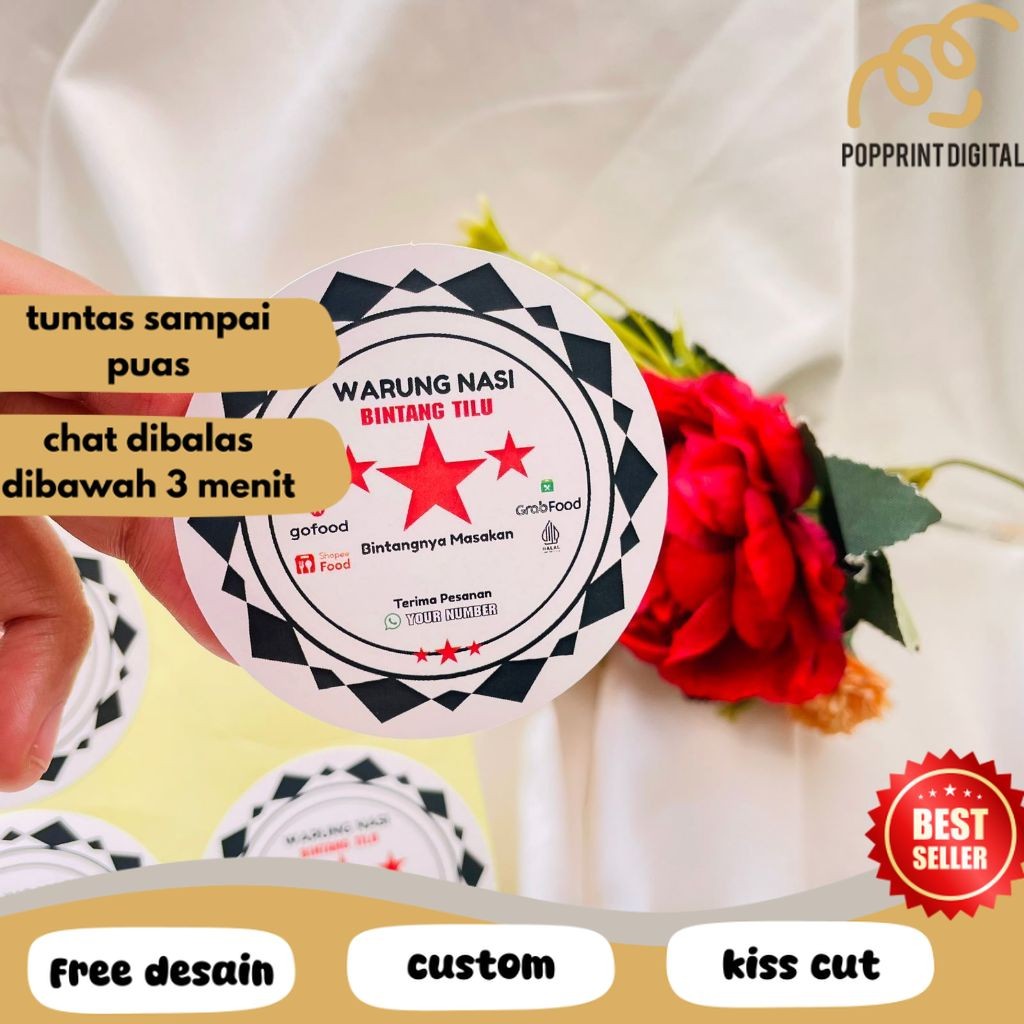 

PpD Ready Stiker Rumah Makan Free Desain Sticker Edisi Warung Nasi Restoran Label Box Makanan