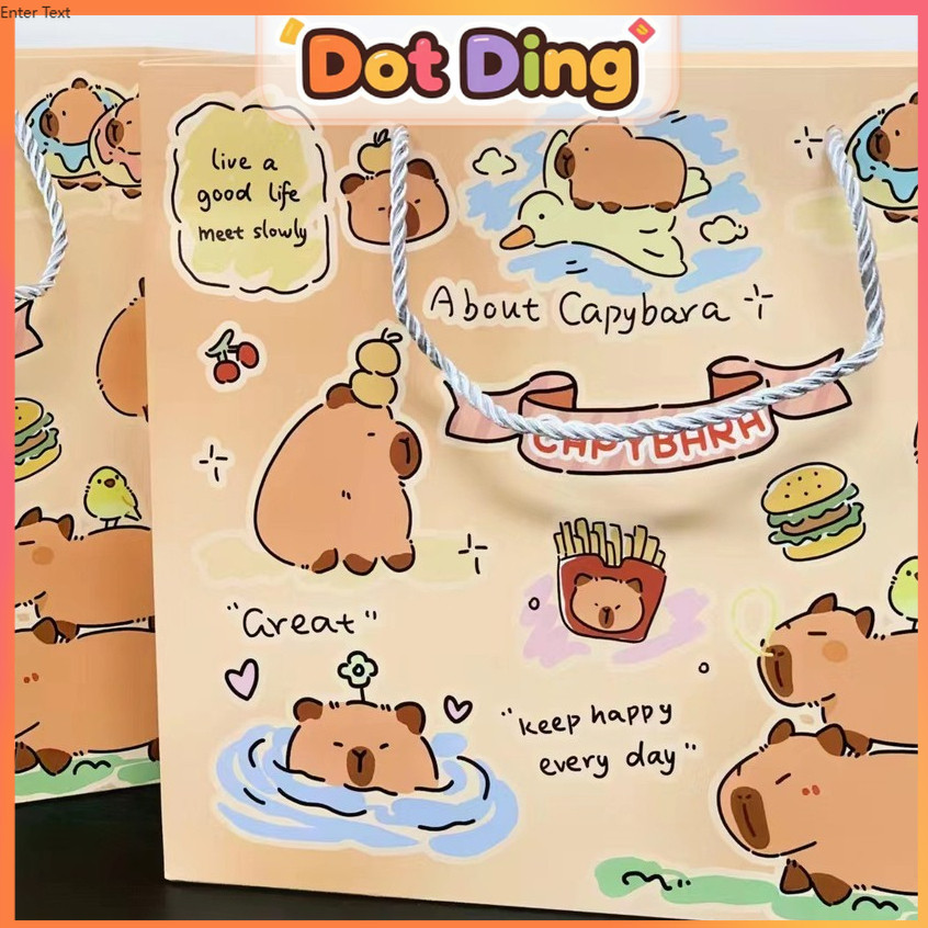 

[DOTDING]Kantong Kado Kapibara Lucu Tas Kertas Handmade Bingkus Hadiah Ulang Tahun Tas Belanja Besar