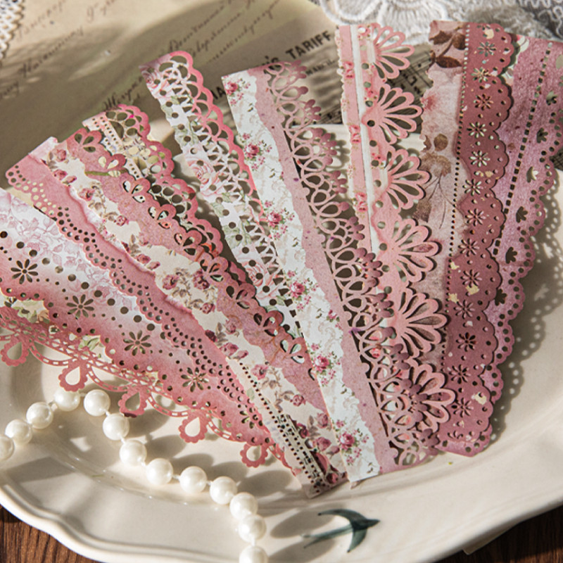 

Mr Paper 30Pcs/bag Hollow long lace stickers creative handbook material DIY calendar card album