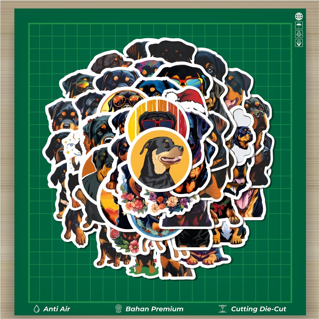 

HOT 50 PCS STIKER Stiker Rottweiler Dog Cartoon [Kartun Anjing Rottweiler] Stiker Fashion Cars Decal Dingin Kartu Album Custom Vinyl Anti Air- Sticker Aesthetic Buku Journal Koper Casing HP Tablet Laptop Helm Motor Botol Minum