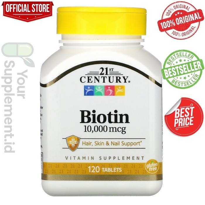 21st Century Biotin 10000 mcg 120 Tablets Hair Skin Nail Support USA