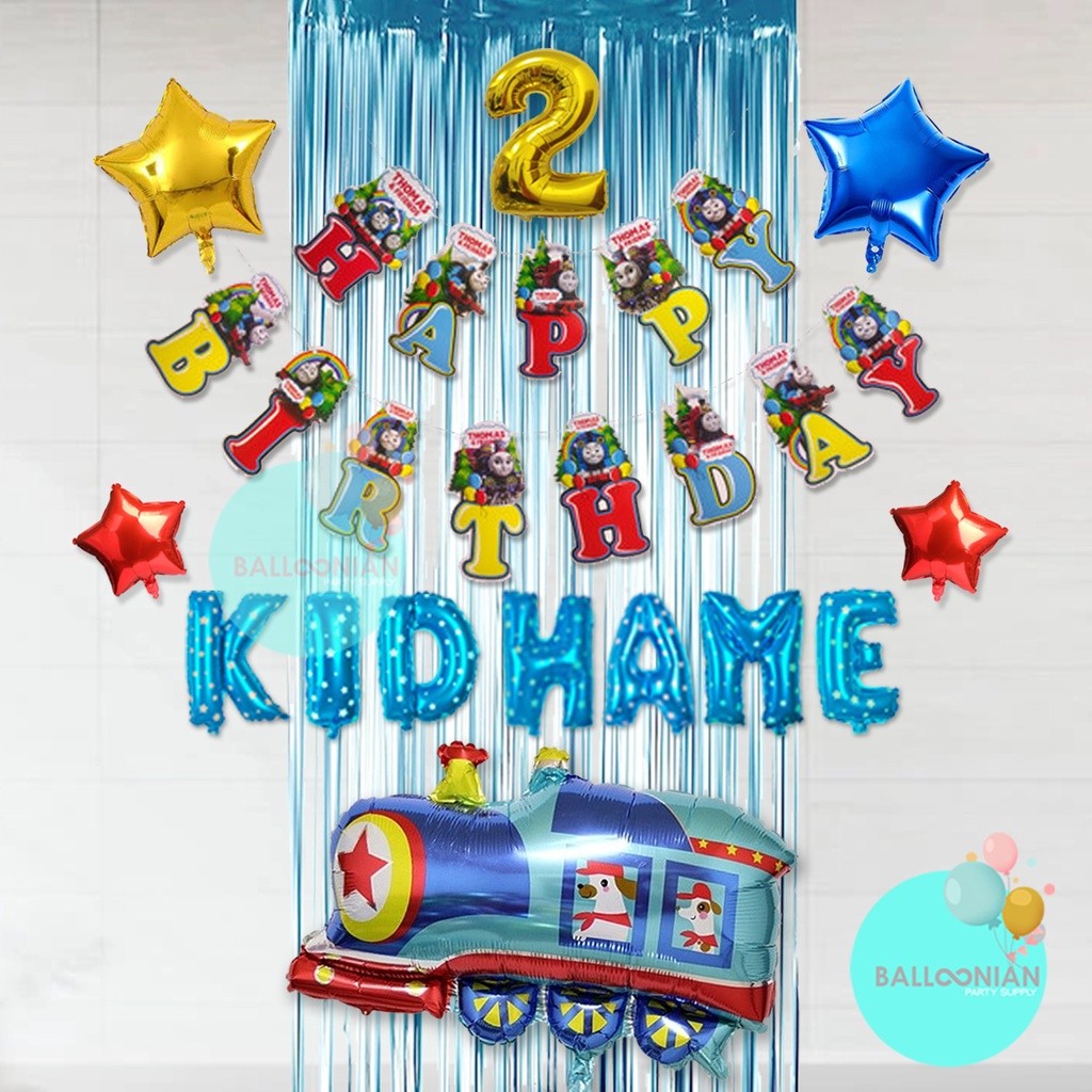 THOMAS SIMPLE DEKORASI SET/DEKORASI ULANG TAHUN ANAK/BALON FOIL TRAIN/KERETA/ULTAH ANAK/CHO-CHO TRAI